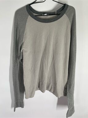 James Perse Gray Raglan Pullover with Dark Trim